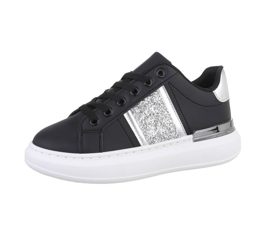 Ital-Design Damen Low-Top Freizeit Sneaker (86344949) Flach Sneakers Low in Schwarz