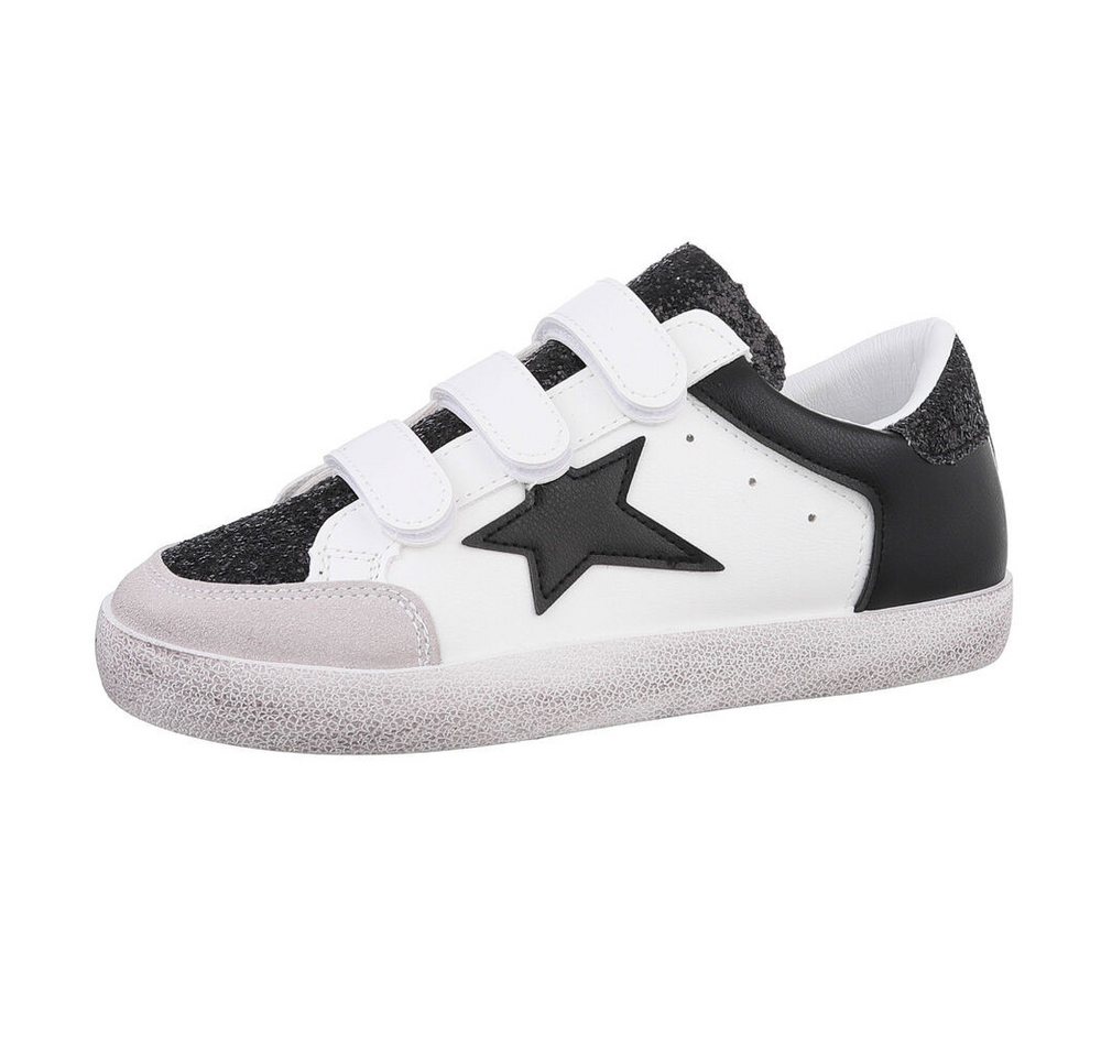 Ital-Design Damen Low-Top Freizeit Sneaker (86345010) Flach Sneakers Low in Schwarz