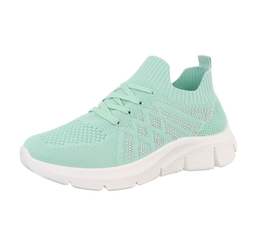 Ital-Design Damen Low-Top Freizeit Sneaker (86527315) Keilabsatz/Wedge Sneakers Low in Hellgrün
