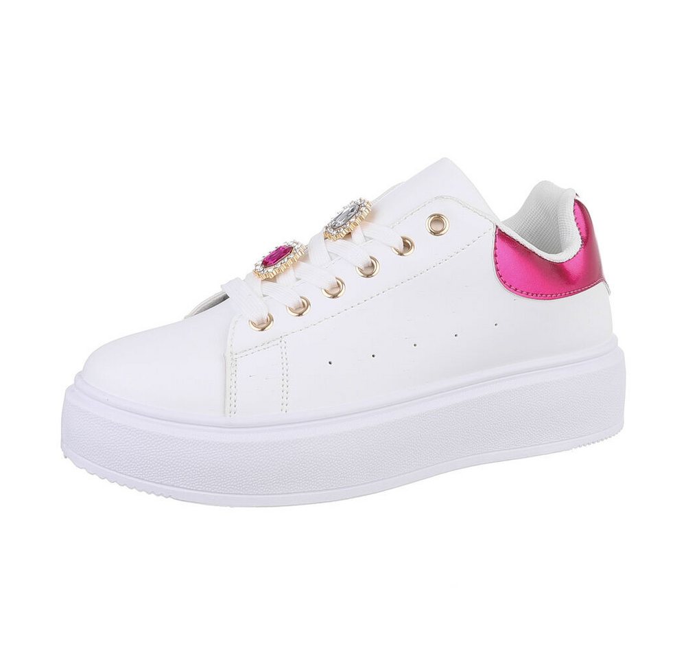 Ital-Design Damen Low-Top Freizeit Sneaker (86706289) Keilabsatz/Wedge Sneakers Low in Weiß
