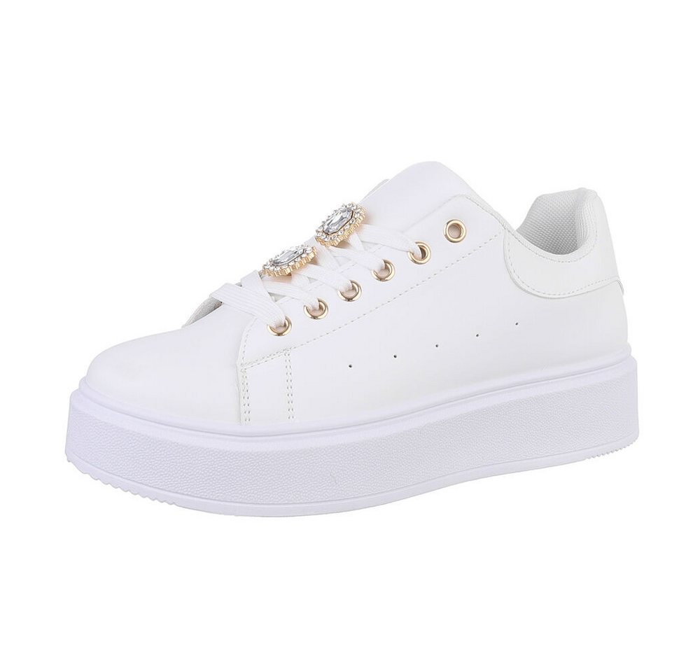 Ital-Design Damen Low-Top Freizeit Sneaker (86706298) Keilabsatz/Wedge Sneakers Low in Weiß