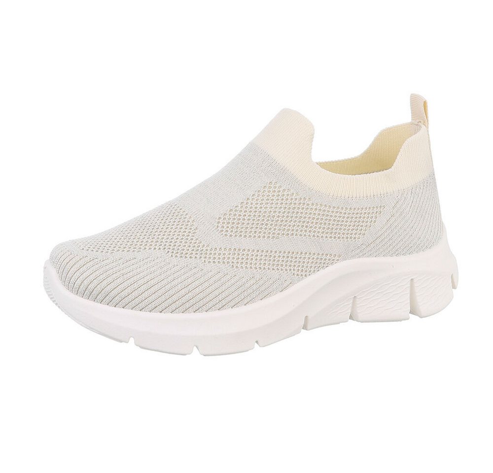 Ital-Design Damen Low-Top Freizeit Sneaker (86706718) Keilabsatz/Wedge Sneakers Low in Beige