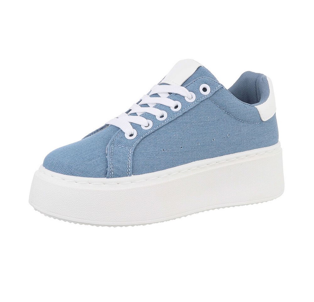 Ital-Design Damen Low-Top Freizeit Sneaker (87531709) Keilabsatz/Wedge Sneakers Low in Blau