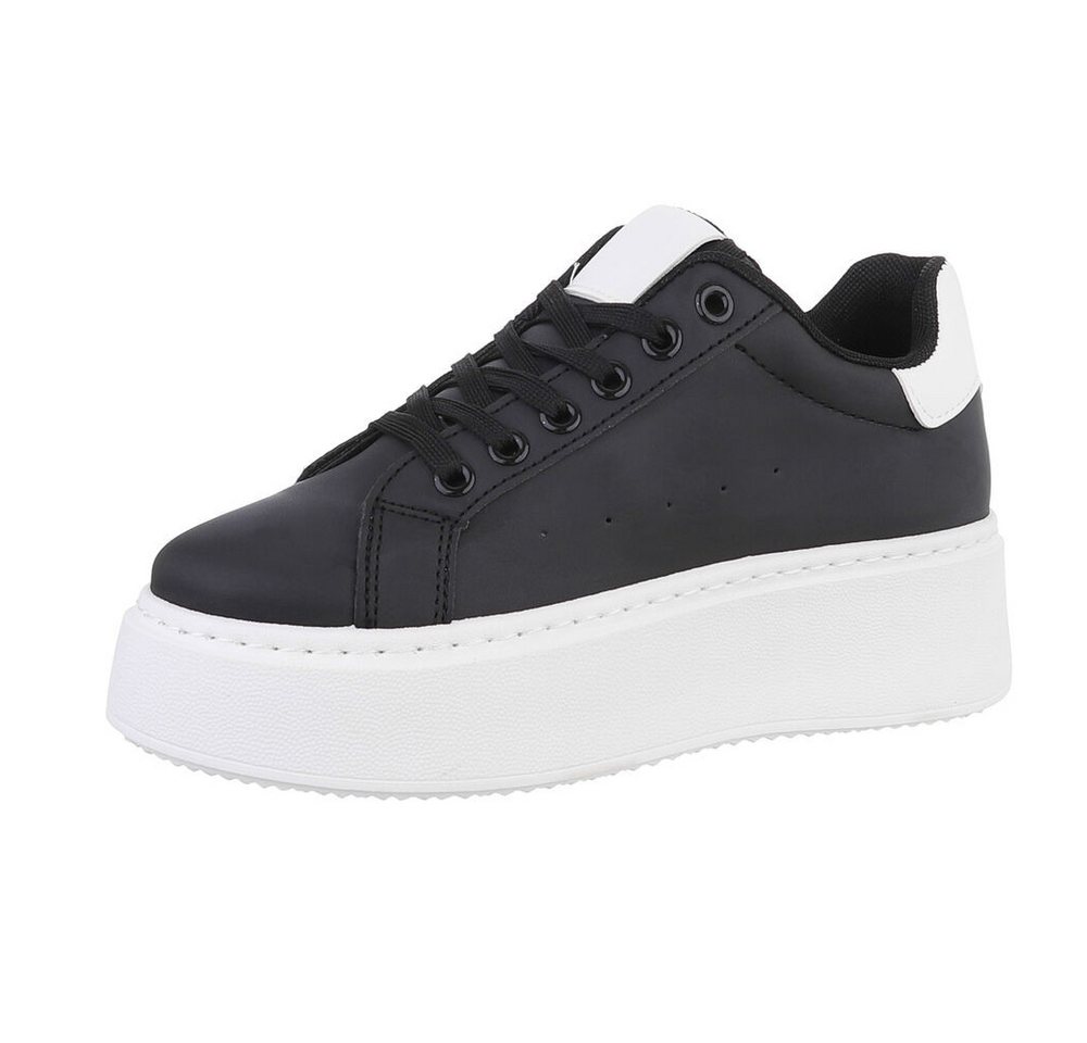 Ital-Design Damen Low-Top Freizeit Sneaker (87531721) Keilabsatz/Wedge Sneakers Low in Schwarz