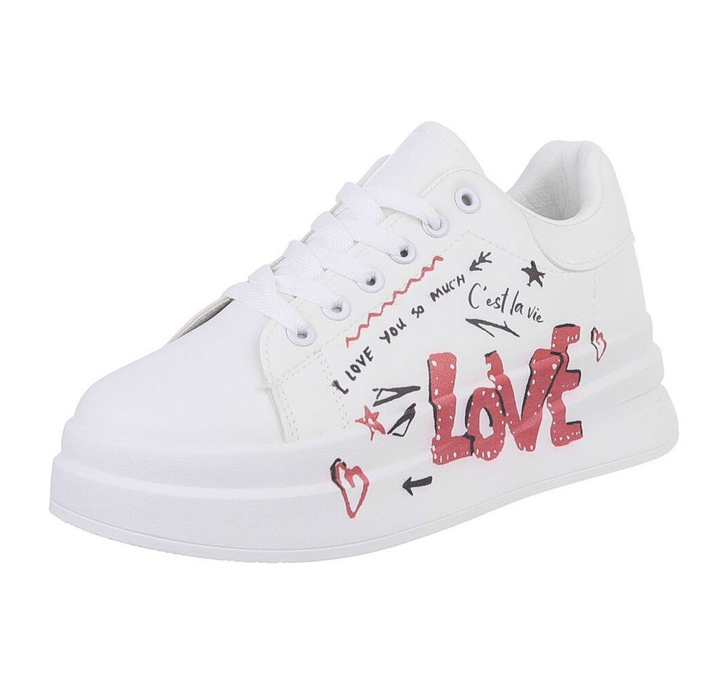 Ital-Design Damen Low-Top Freizeit Sneaker (88519149) Flach Sneakers Low in Weiß