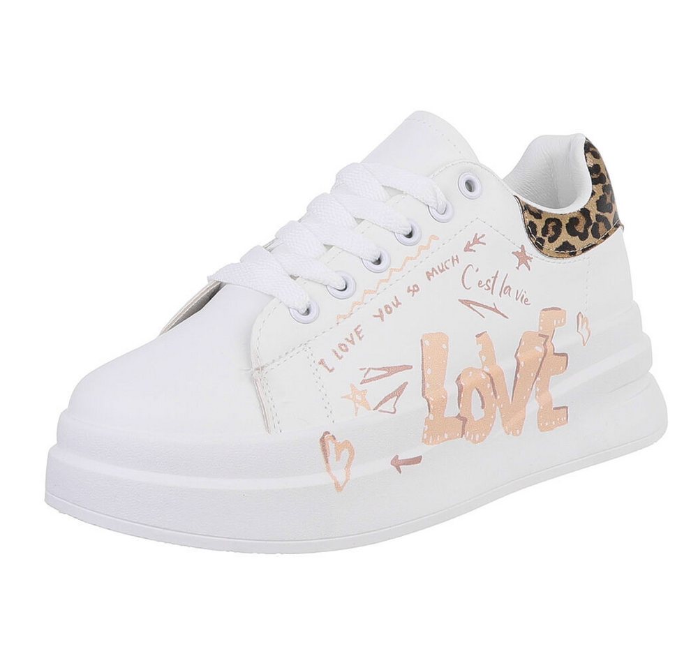 Ital-Design Damen Low-Top Freizeit Sneaker (88519157) Flach Sneakers Low in Weiß