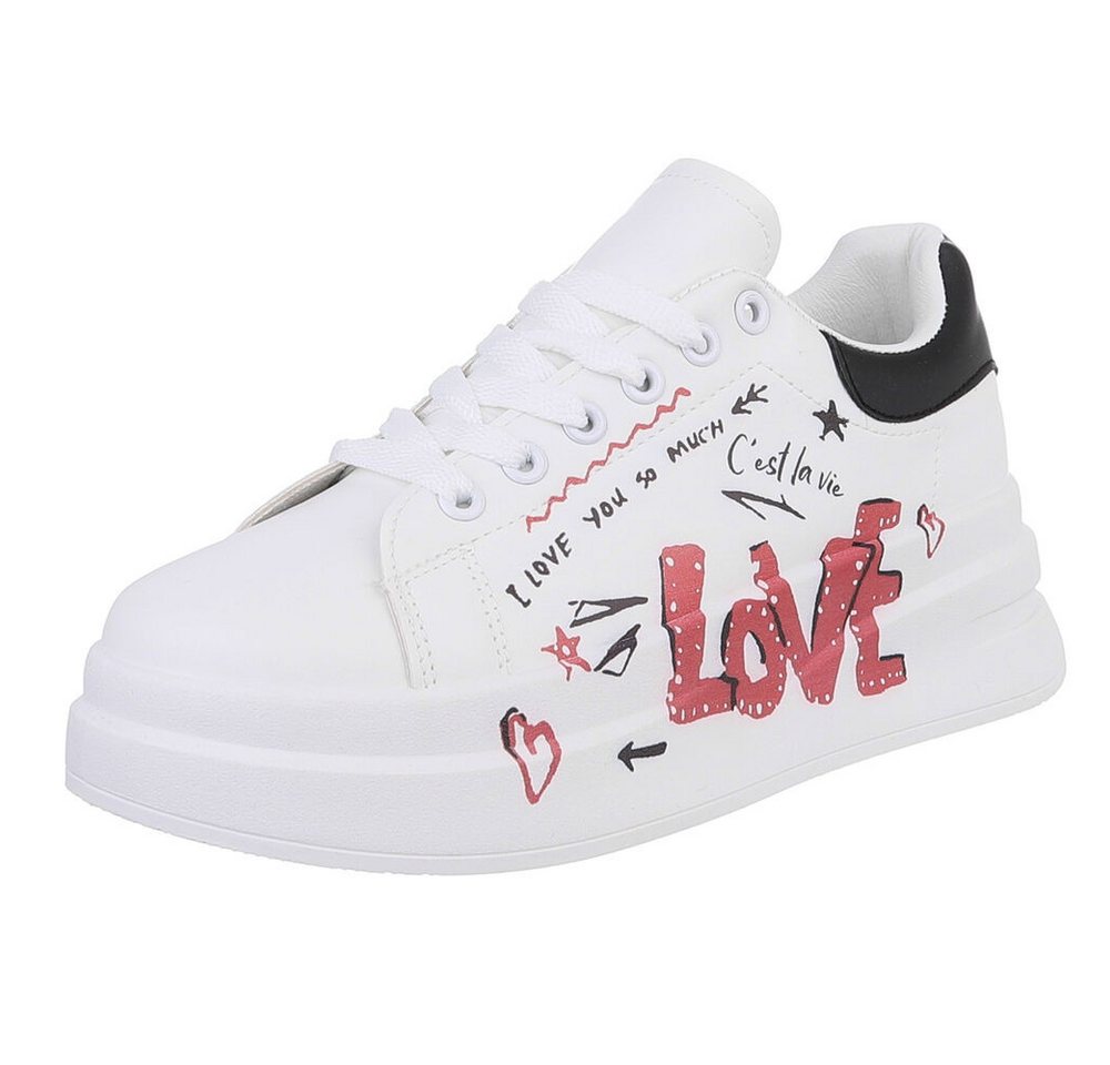 Ital-Design Damen Low-Top Freizeit Sneaker (88519170) Flach Sneakers Low in Weiß