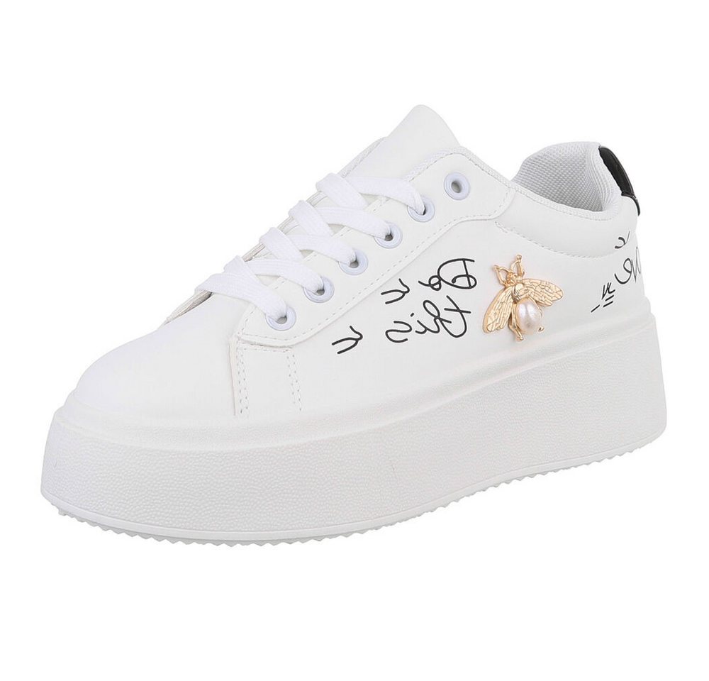 Ital-Design Damen Low-Top Freizeit Sneaker (88519370) Flach Sneakers Low in Weiß