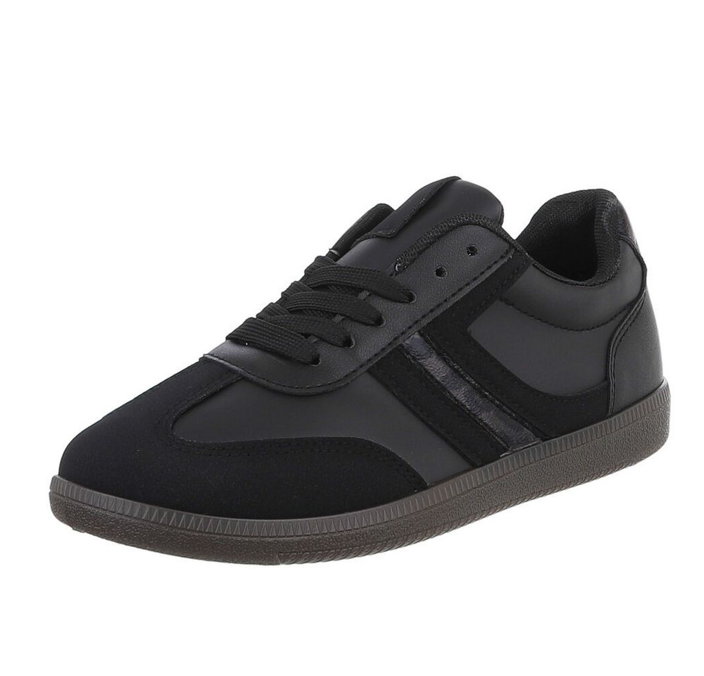 Ital-Design Damen Low-Top Freizeit Sneaker (88519422) Flach Sneakers Low in Schwarz