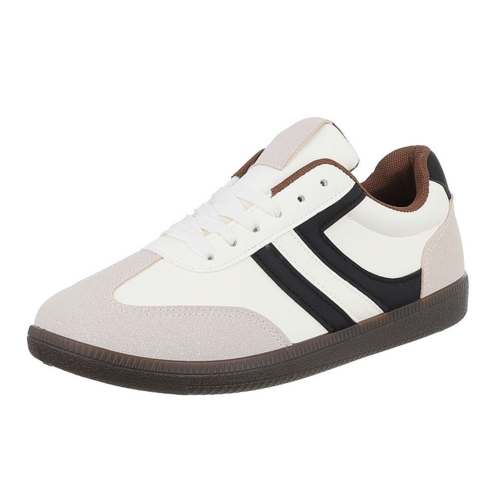 Ital-Design Damen Low-Top Freizeit Sneaker (88519429) Flach Sneakers Low in Creme