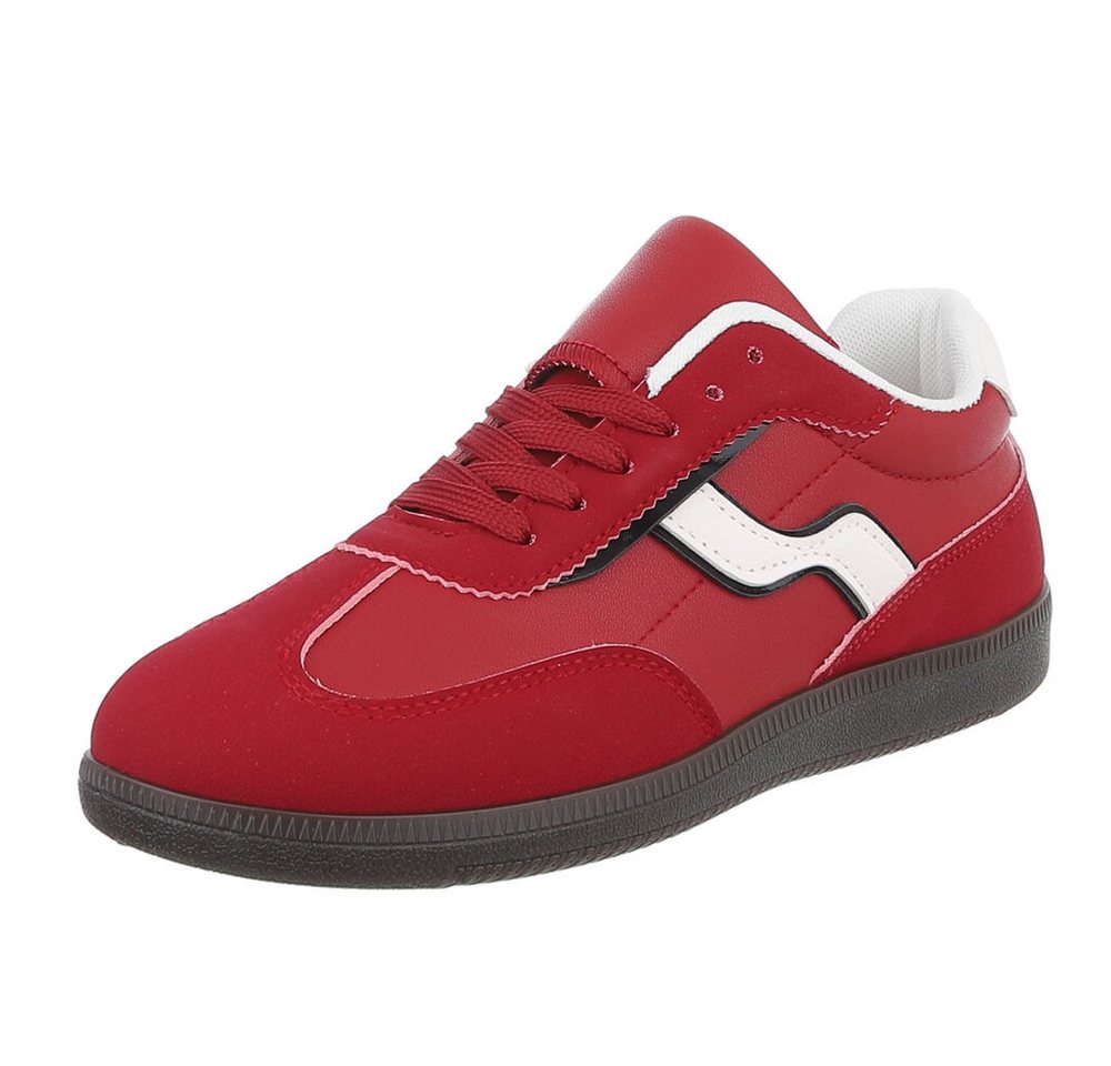 Ital-Design Damen Low-Top Freizeit Sneaker (88519440) Flach Sneakers Low in Rot