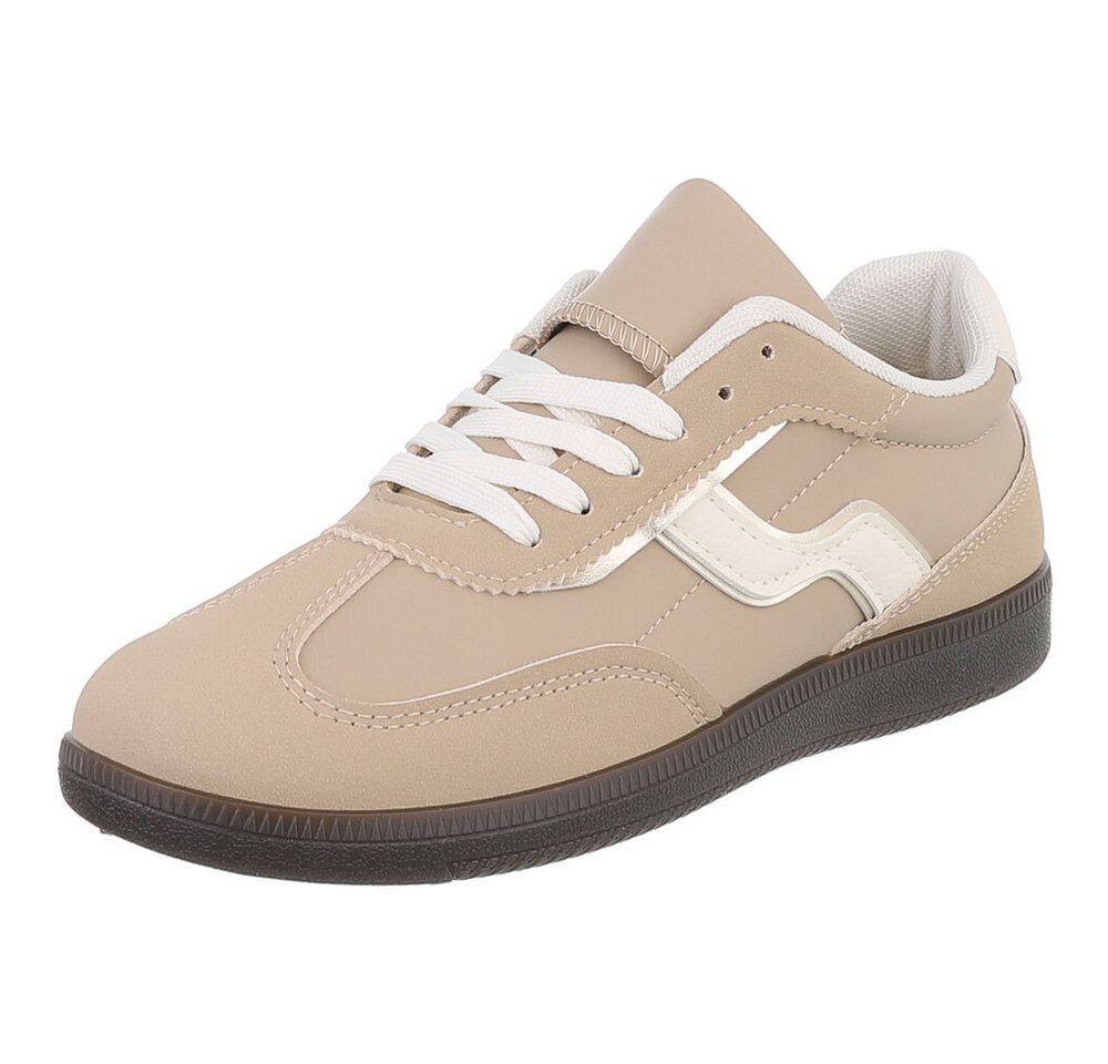 Ital-Design Damen Low-Top Freizeit Sneaker (88519446) Flach Sneakers Low in Hellbraun