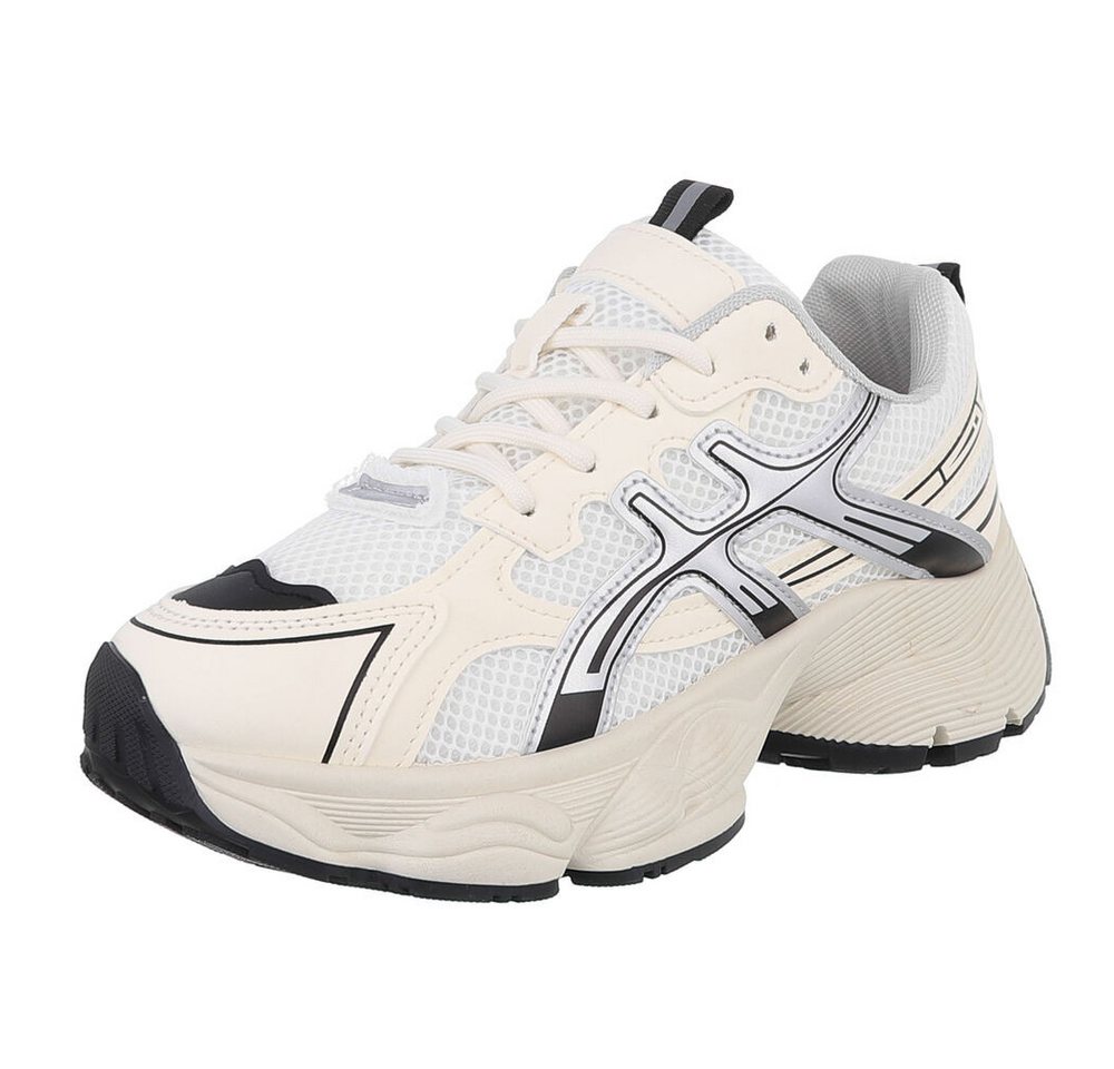 Ital-Design Damen Low-Top Freizeit Sneaker (88519518) Flach Sneakers Low in Creme