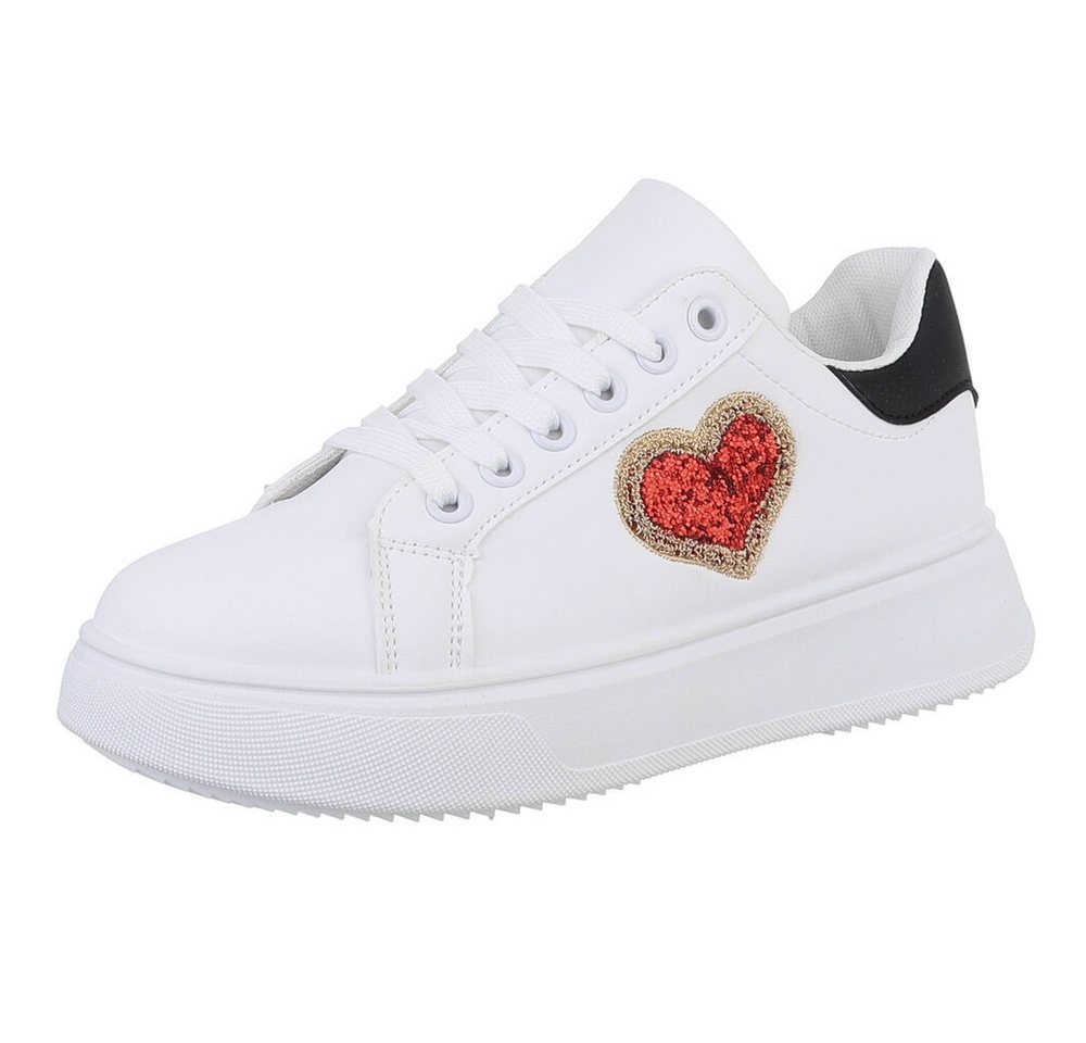 Ital-Design Damen Low-Top Freizeit Sneaker (88519579) Flach Sneakers Low in Weiß