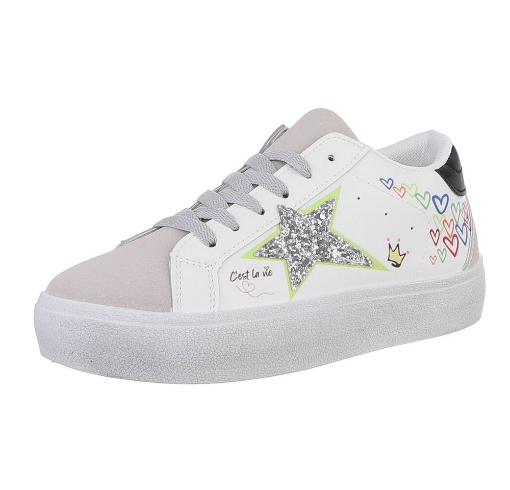 Ital-Design Damen Low-Top Freizeit Sneaker (88519592) Flach Sneakers Low in Weiß