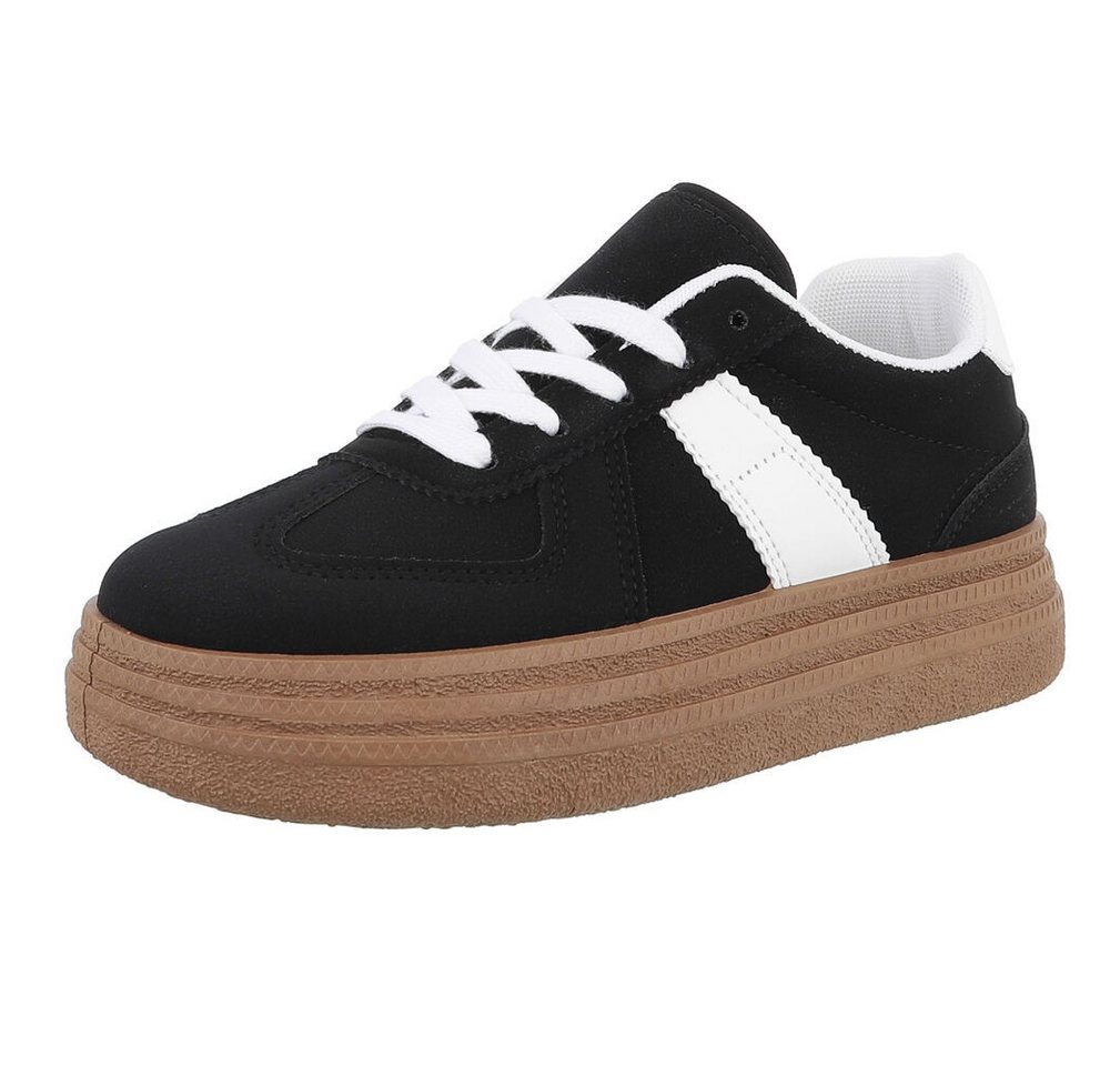 Ital-Design Damen Low-Top Freizeit Sneaker (88577240) Flach Sneakers Low in Schwarz