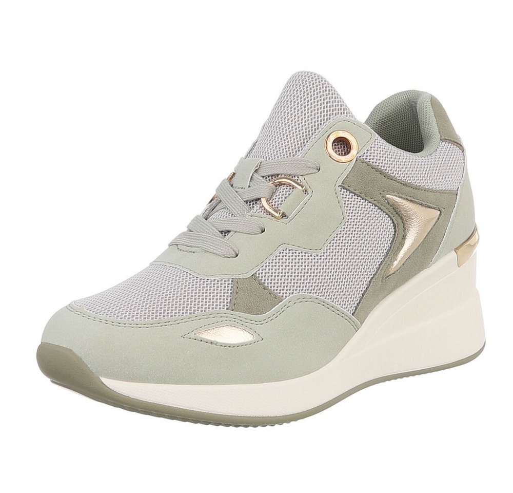 Ital-Design Damen Low-Top Freizeit Sneaker (88577410) Keilabsatz/Wedge Sneakers Low in Hellgrün