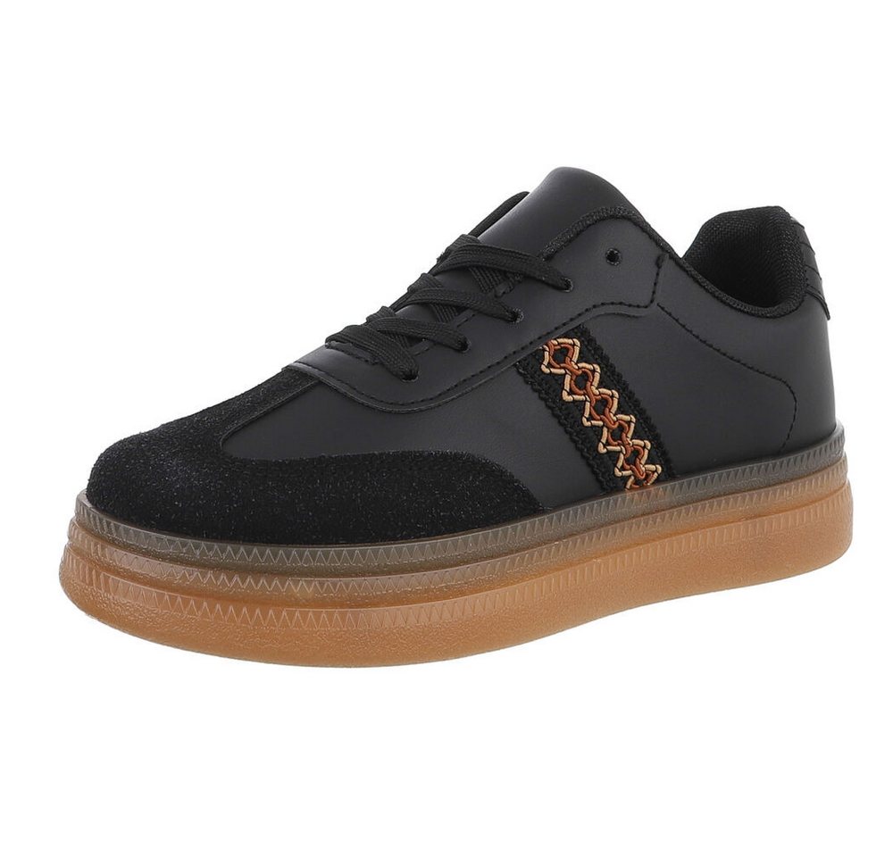 Ital-Design Damen Low-Top Freizeit Sneaker (88577509) Flach Sneakers Low in Schwarz