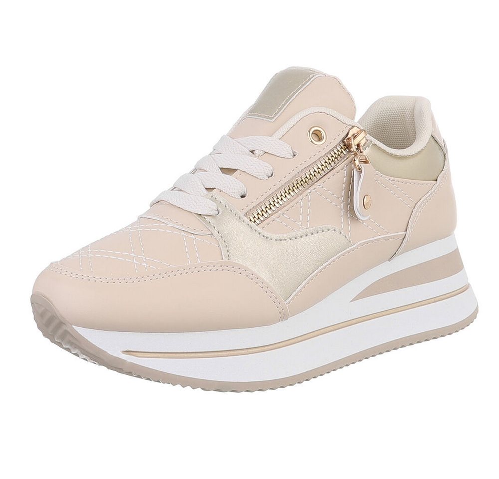 Ital-Design Damen Low-Top Freizeit Sneaker (88671441) Keilabsatz/Wedge Sneakers Low in Beige
