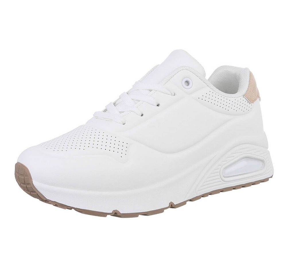 Ital-Design Damen Low-Top Freizeit Sneaker (88671596) Keilabsatz/Wedge Sneakers Low in Weiß