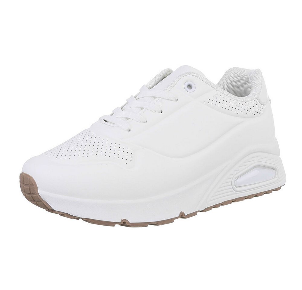 Ital-Design Damen Low-Top Freizeit Sneaker (88671603) Keilabsatz/Wedge Sneakers Low in Weiß