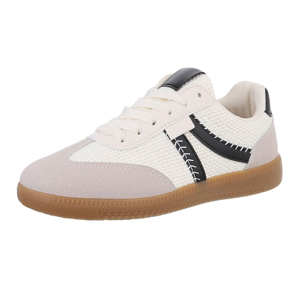 Ital-Design Damen Low-Top Freizeit Sneaker (88671626) Flach Sneakers Low in Creme