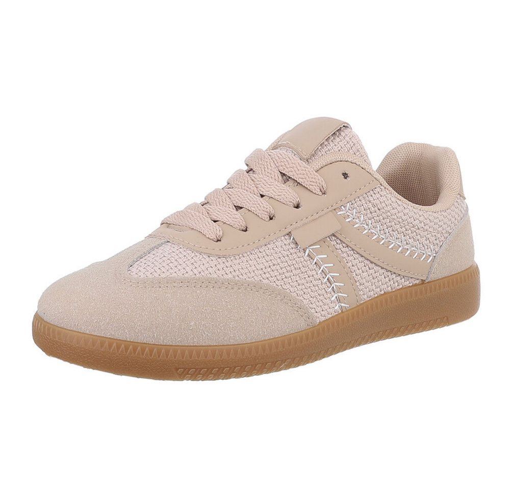 Ital-Design Damen Low-Top Freizeit Sneaker (88671631) Flach Sneakers Low in Hellbraun