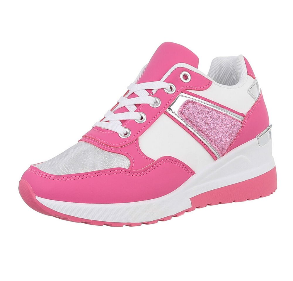 Ital-Design Damen Low-Top Freizeit Sneaker (88671641) Keilabsatz/Wedge Sneakers Low in Pink