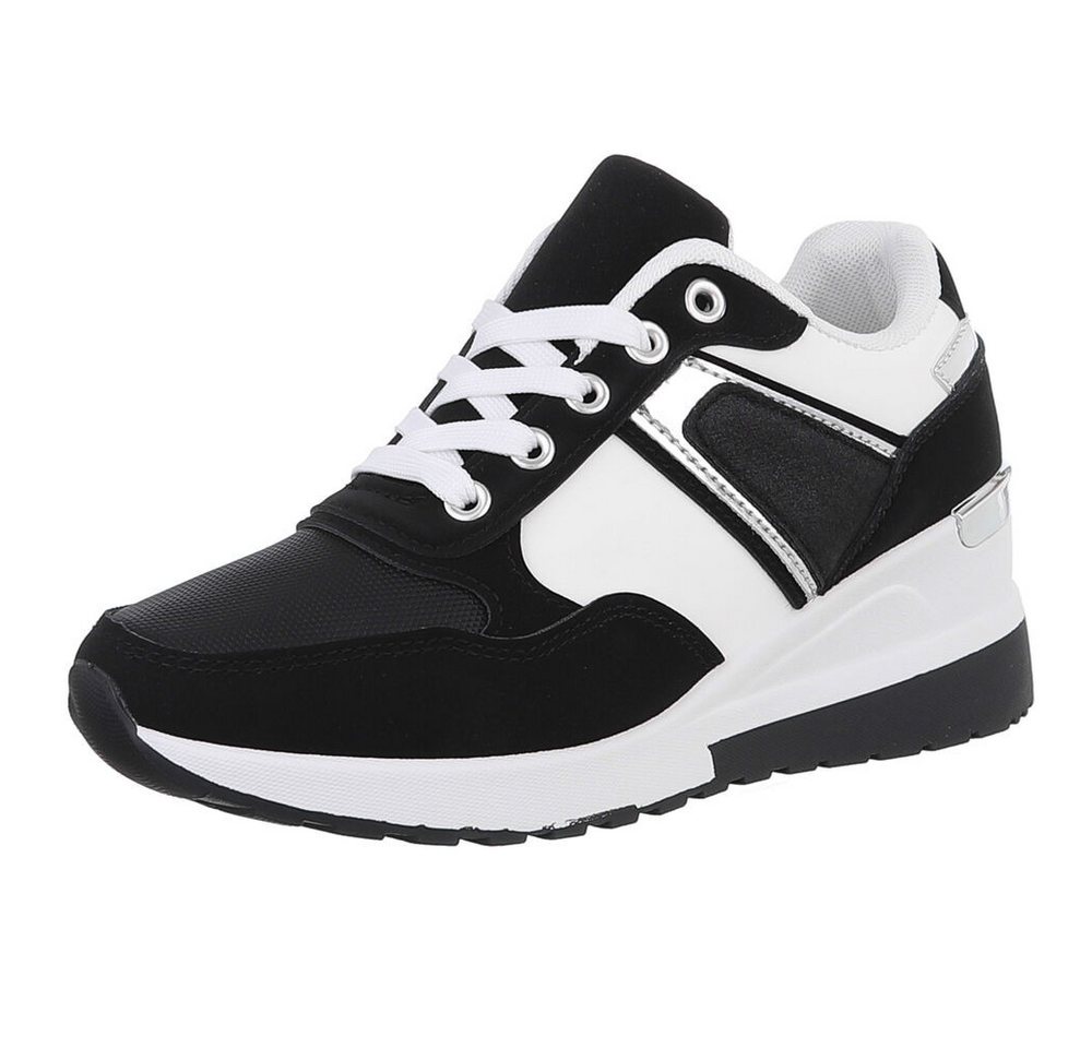 Ital-Design Damen Low-Top Freizeit Sneaker (88671643) Keilabsatz/Wedge Sneakers Low in Schwarz