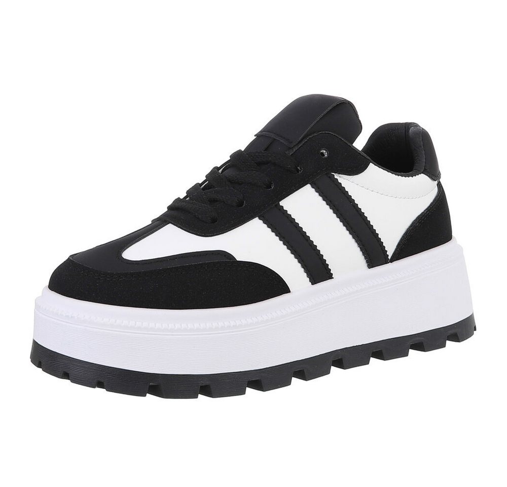 Ital-Design Damen Low-Top Freizeit Sneaker (88671779) Keilabsatz/Wedge Sneakers Low in Schwarz