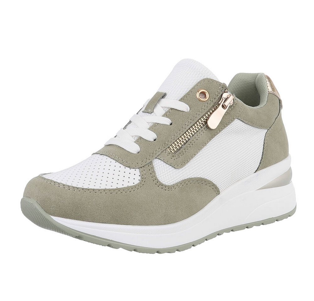 Ital-Design Damen Low-Top Freizeit Sneaker (88671811) Keilabsatz/Wedge Sneakers Low in Weiß