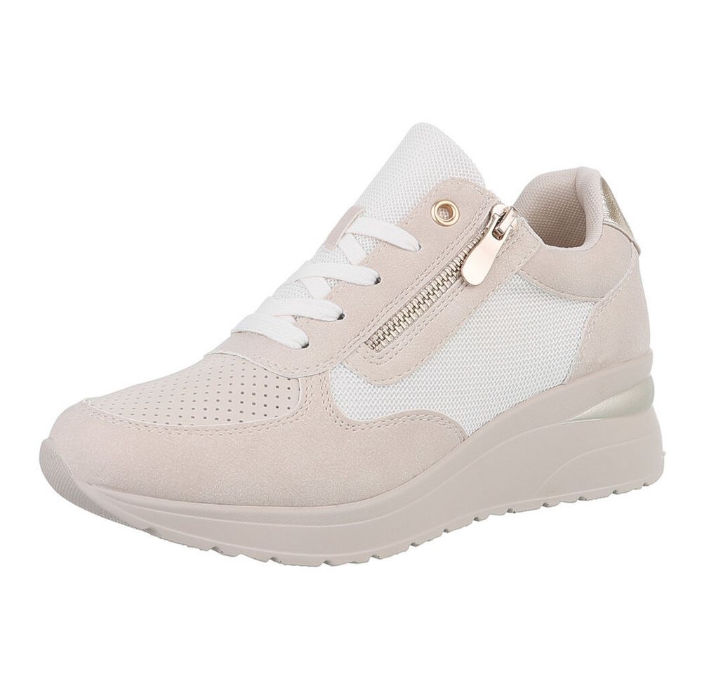 Ital-Design Damen Low-Top Freizeit Sneaker (88671827) Keilabsatz/Wedge Sneakers Low in Beige