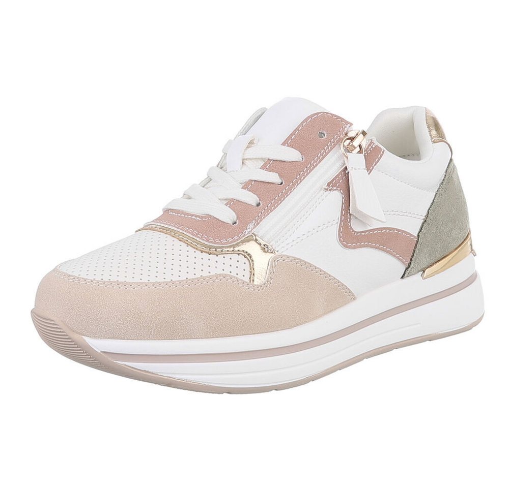 Ital-Design Damen Low-Top Freizeit Sneaker (88671841) Keilabsatz/Wedge Sneakers Low in Altrosa