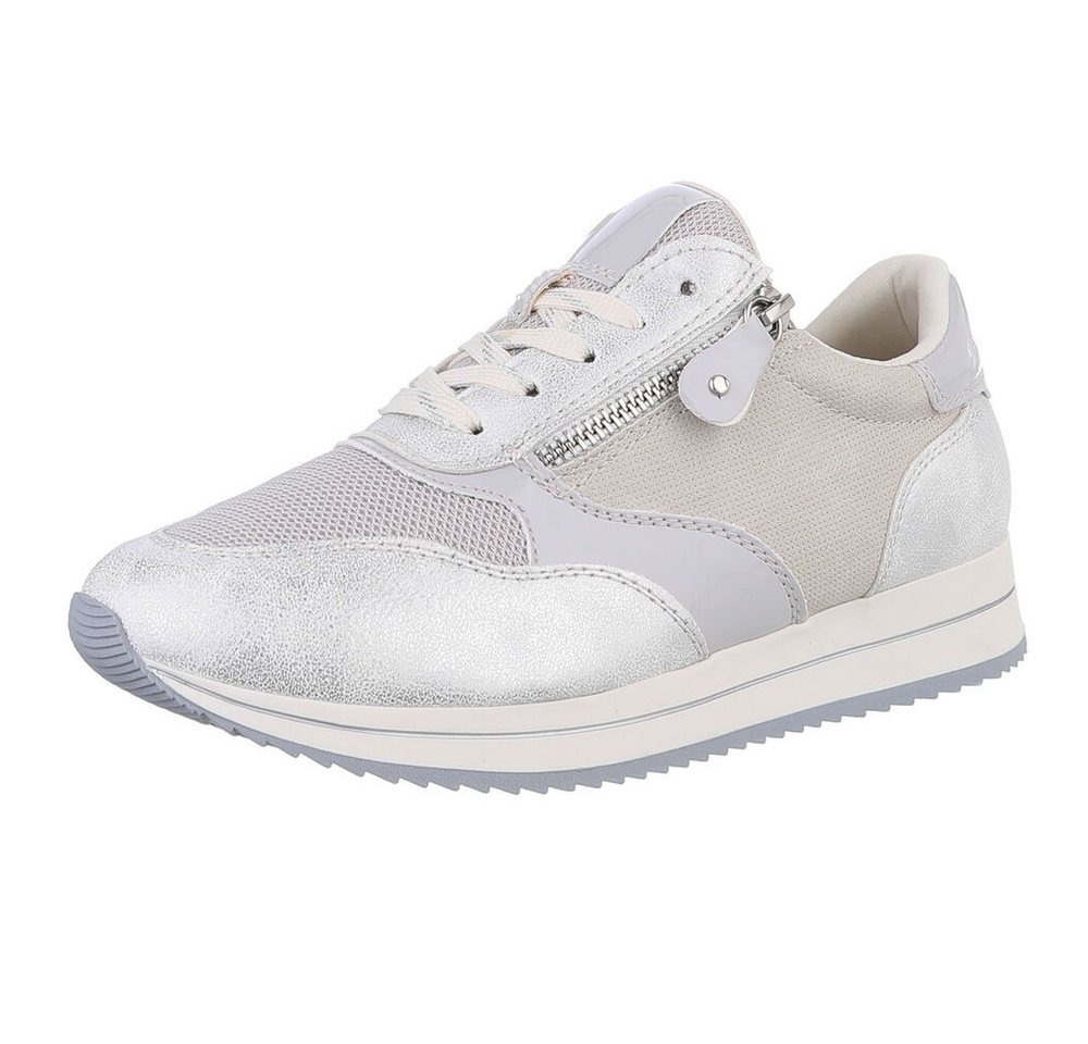 Ital-Design Damen Low-Top Freizeit Sneaker (88671904) Keilabsatz/Wedge Sneakers Low in Silber