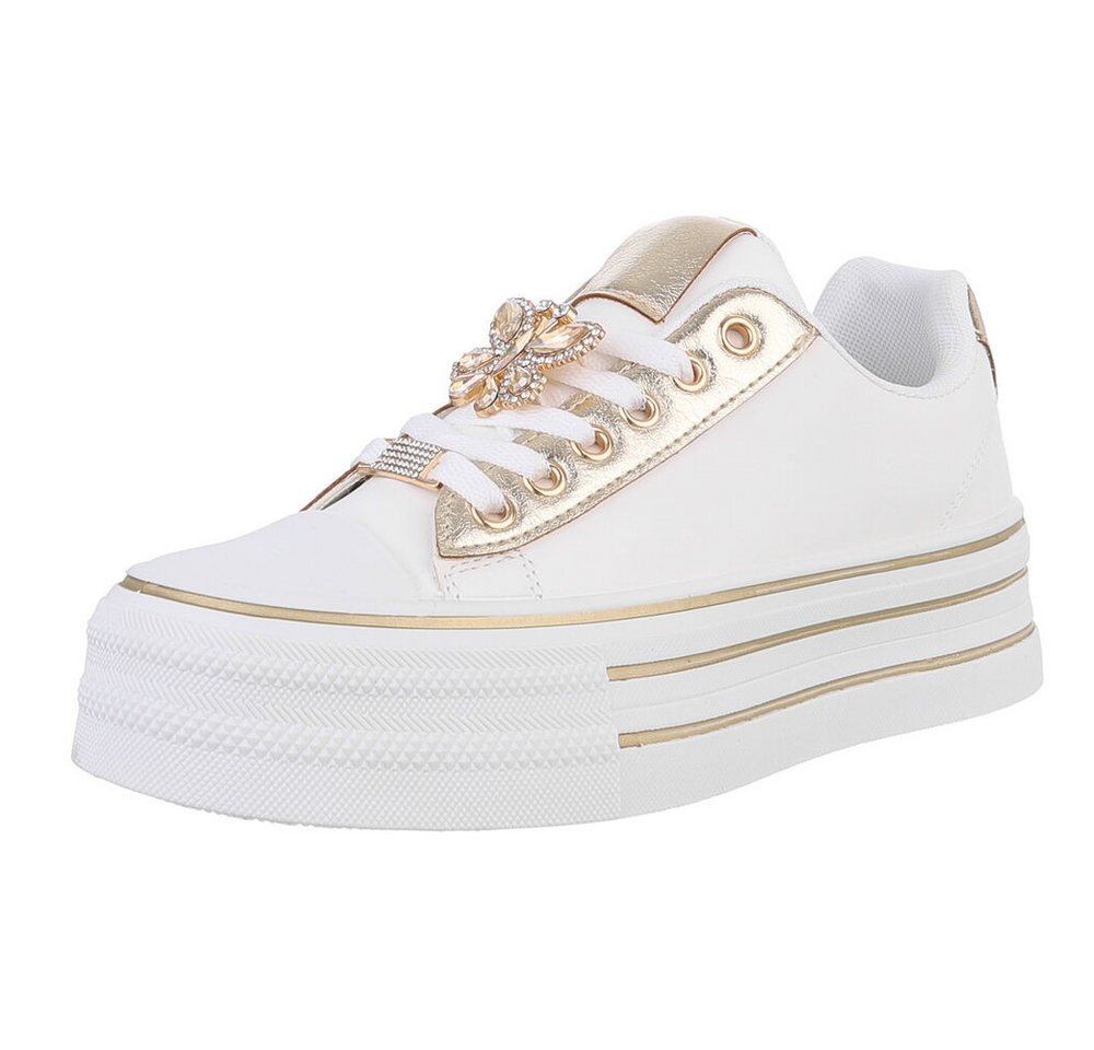 Ital-Design Damen Low-Top Freizeit Sneaker (88671931) Flach Sneakers Low in Gold