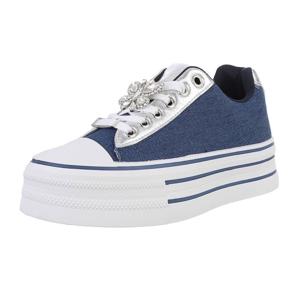 Ital-Design Damen Low-Top Freizeit Sneaker (88671937) Flach Sneakers Low in Blau
