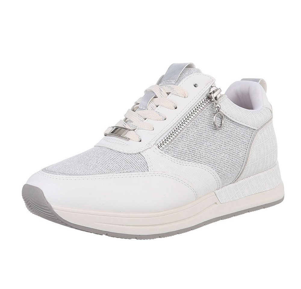 Ital-Design Damen Low-Top Freizeit Sneaker (88671989) Keilabsatz/Wedge Sneakers Low in Weiß