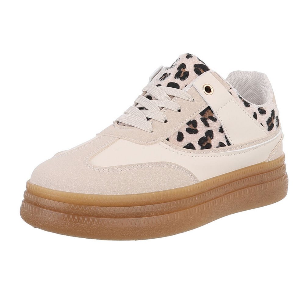Ital-Design Damen Low-Top Freizeit Sneaker (88828167) Keilabsatz/Wedge Sneakers Low in Beige