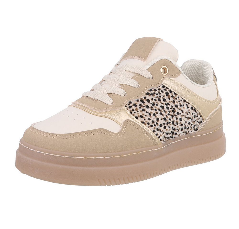 Ital-Design Damen Low-Top Freizeit Sneaker (88828184) Keilabsatz/Wedge Sneakers Low in Beige