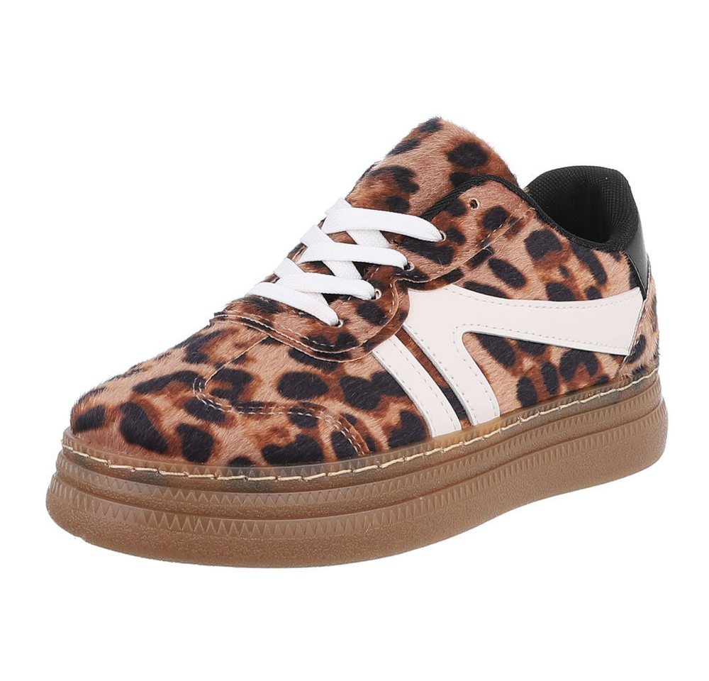 Ital-Design Damen Low-Top Freizeit Sneaker (88828207) Keilabsatz/Wedge Sneakers Low in Braun