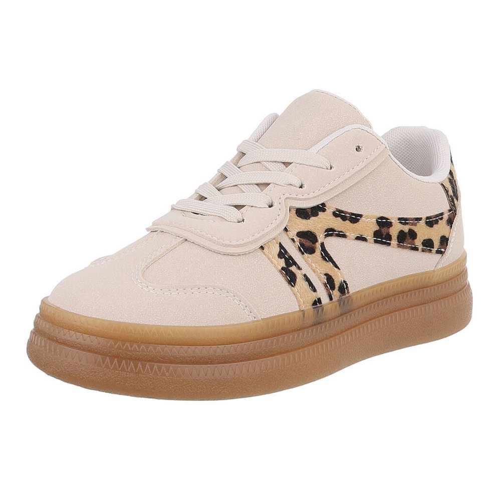Ital-Design Damen Low-Top Freizeit Sneaker (88828225) Keilabsatz/Wedge Sneakers Low in Beige