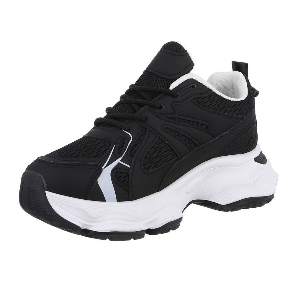 Ital-Design Damen Low-Top Freizeit Sneaker (88828244) Keilabsatz/Wedge Sneakers Low in Schwarz