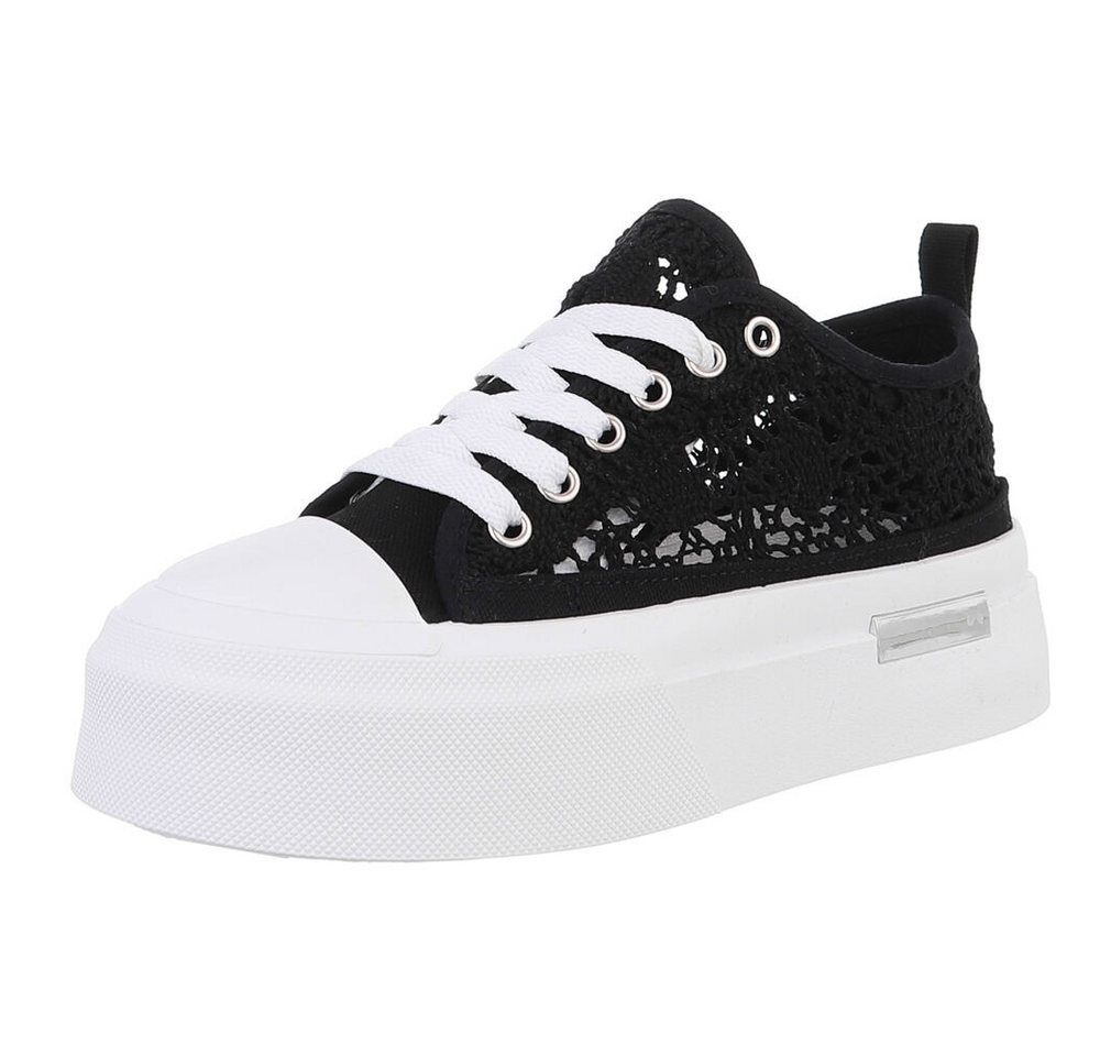 Ital-Design Damen Low-Top Freizeit Sneaker (88828275) Flach Sneakers Low in Schwarz