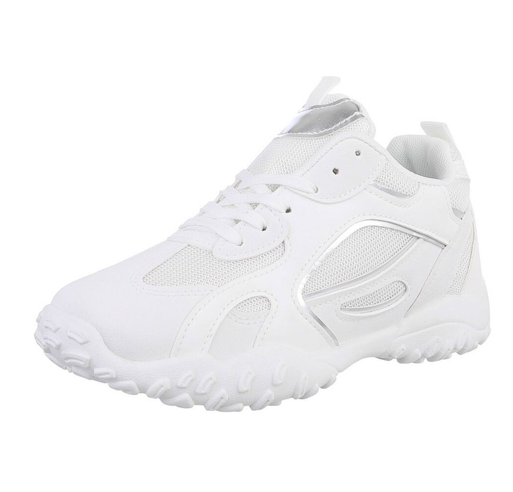 Ital-Design Damen Low-Top Freizeit Sneaker (88828401) Keilabsatz/Wedge Sneakers Low in Weiß