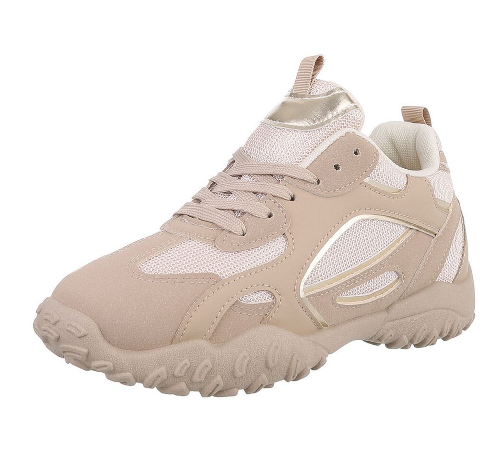 Ital-Design Damen Low-Top Freizeit Sneaker (88828412) Keilabsatz/Wedge Sneakers Low in Hellbraun