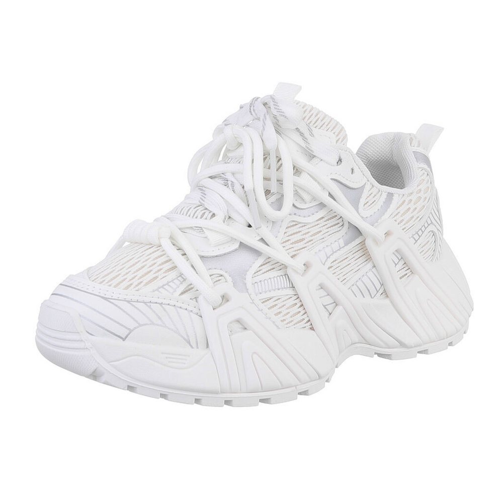 Ital-Design Damen Low-Top Freizeit Sneaker (88828433) Keilabsatz/Wedge Sneakers Low in Weiß