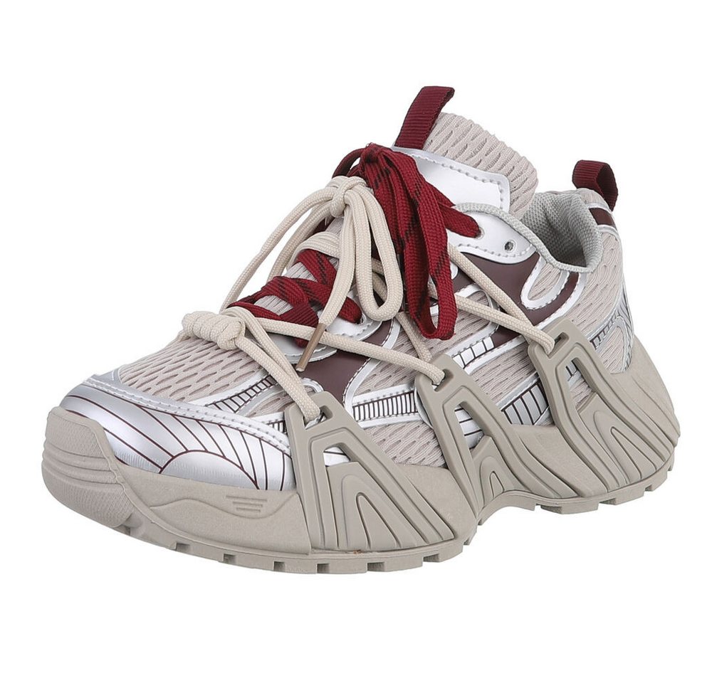 Ital-Design Damen Low-Top Freizeit Sneaker (88828440) Keilabsatz/Wedge Sneakers Low in Silber