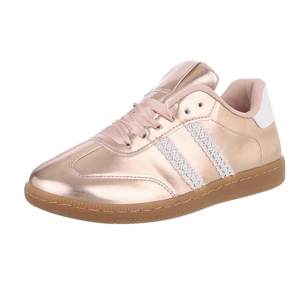 Ital-Design Damen Low-Top Freizeit Sneaker (88828509) Flach Sneakers Low in Champagner