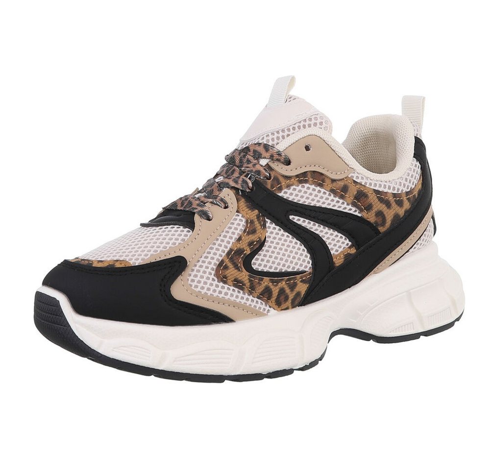 Ital-Design Damen Low-Top Freizeit Sneaker (88828526) Keilabsatz/Wedge Sneakers Low in Beige