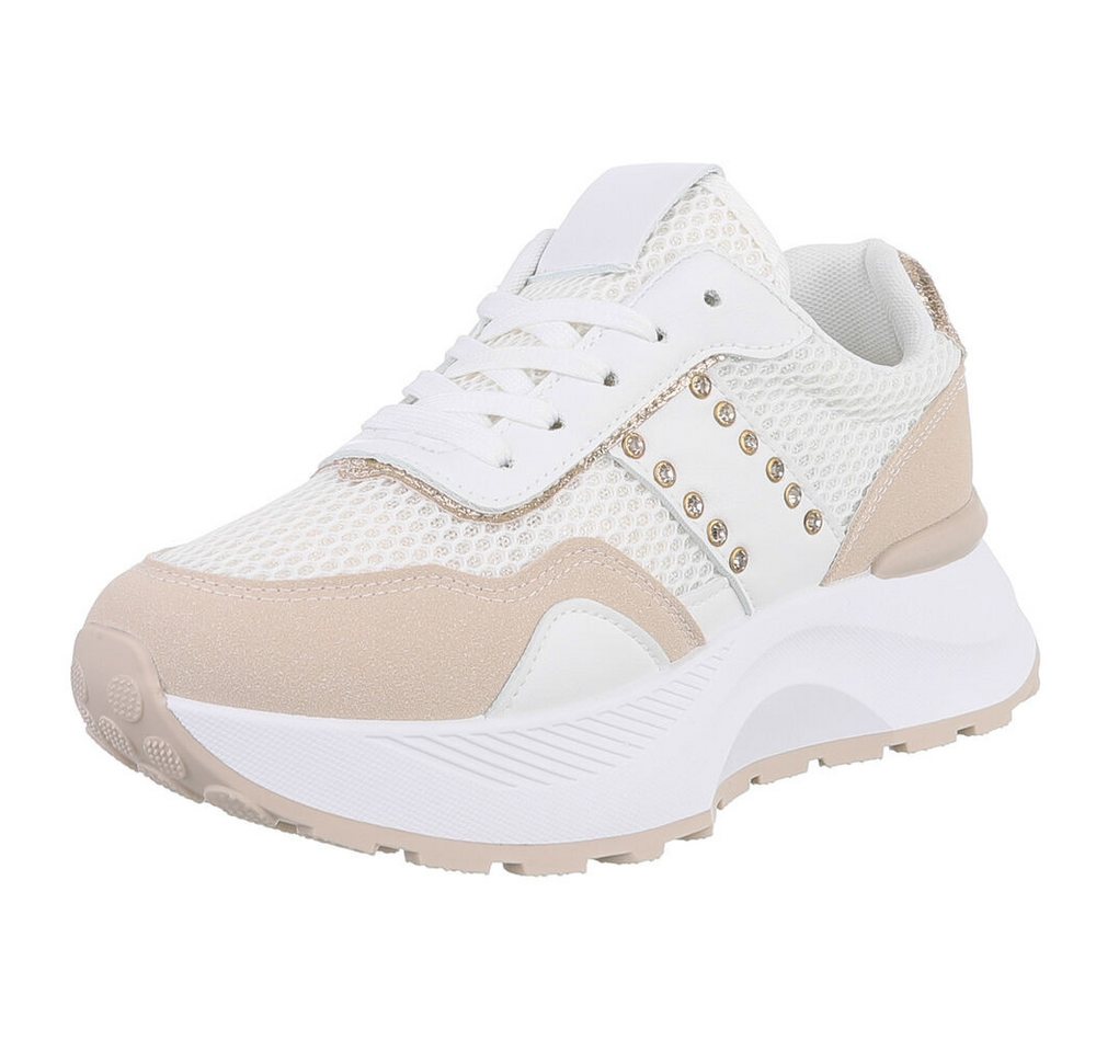 Ital-Design Damen Low-Top Freizeit Sneaker (88828569) Keilabsatz/Wedge Sneakers Low in Weiß